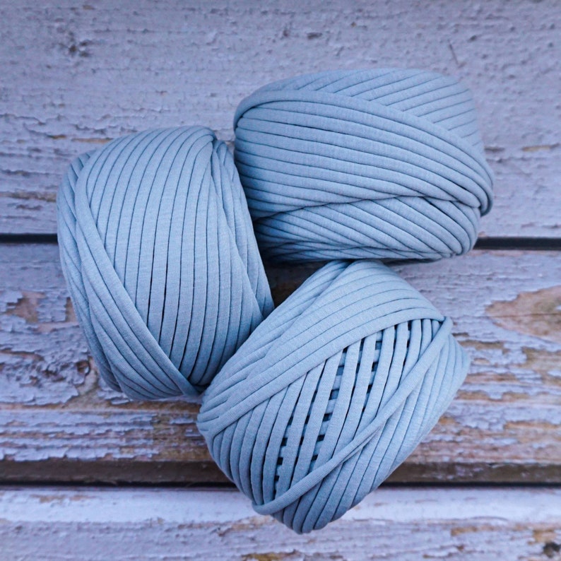 Tshirt Yarn, Fabric Yarn, Spaghetti Yarn, T-shirt Yarn, Recycled Yarn, Ribbon Yarn, Basket Yarn, Textile Yarn, Yarn for Bags, Silver blue 9 image 9