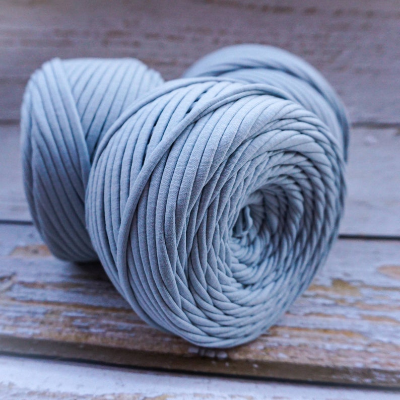 Tshirt Yarn, Fabric Yarn, Spaghetti Yarn, T-shirt Yarn, Recycled Yarn, Ribbon Yarn, Basket Yarn, Textile Yarn, Yarn for Bags, Silver blue 9 image 6