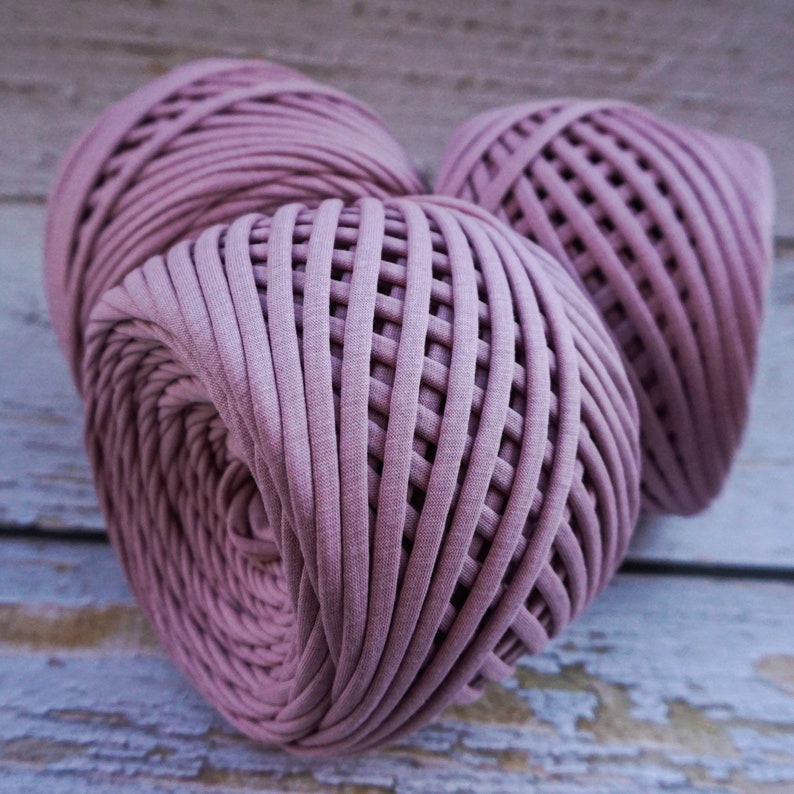 T-shirt Yarn, Fabric Yarn, Spaghetti Yarn, T-shirt Yarn, Recycled Yarn, Ribbon Yarn, Basket Yarn, Textile Yarn, Yarn for Bags, Dusty Rose image 1