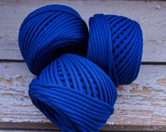 Textile yarn for basket, Spaghetti yarn, Bag Yarn, Crochet Jersey Yarn, Tshirt Yarn, Recycled Yarn, Ribbon Yarn, Bulky Yarn, Royal blue 42