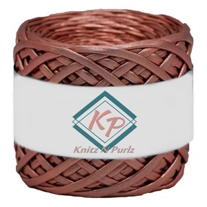 Metallic Tshirt Yarn, Fabric Yarn, Spaghetti Yarn, T-shirt Yarn, Basket Yarn, Textile Yarn, Yarn for Bags, Rose Pink Metallic Tshirt Yarn
