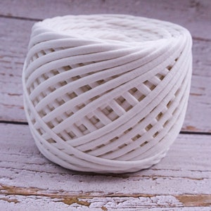 T-shirt Yarn Fabric strap for sewing mask, Fabric Yarn, Spaghetti Yarn, Ribbon Yarn, Basket Yarn, Textile Yarn, Yarn for Bags, Off white image 2