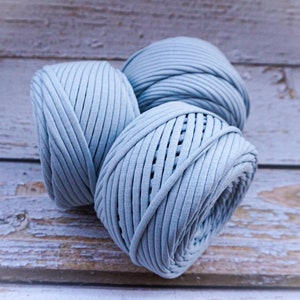 Tshirt Yarn, Fabric Yarn, Spaghetti Yarn, T-shirt Yarn, Recycled Yarn, Ribbon Yarn, Basket Yarn, Textile Yarn, Yarn for Bags, Silver blue 9 image 1