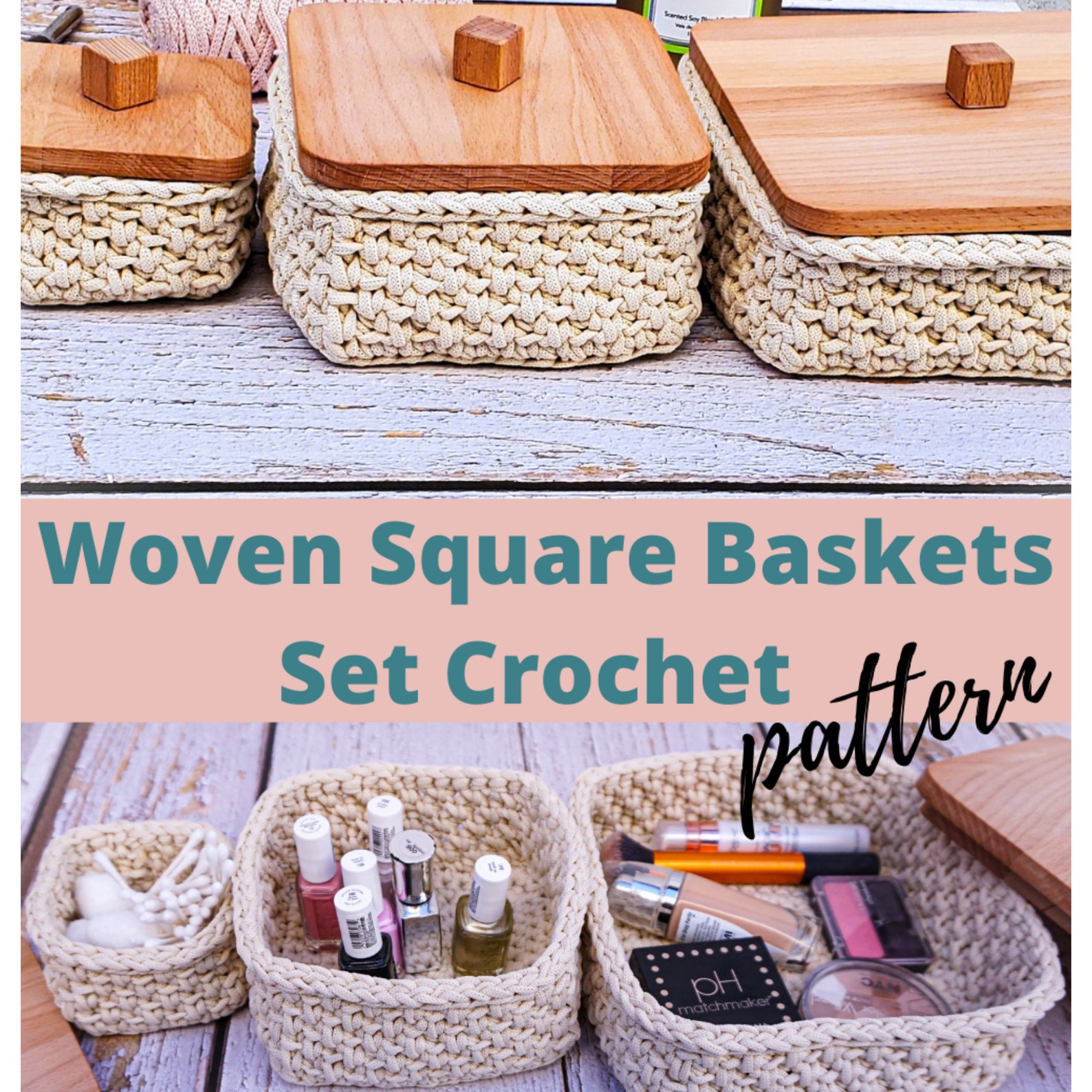 Crochet Square Basket Pattern With Crochet Instructions for Etsy