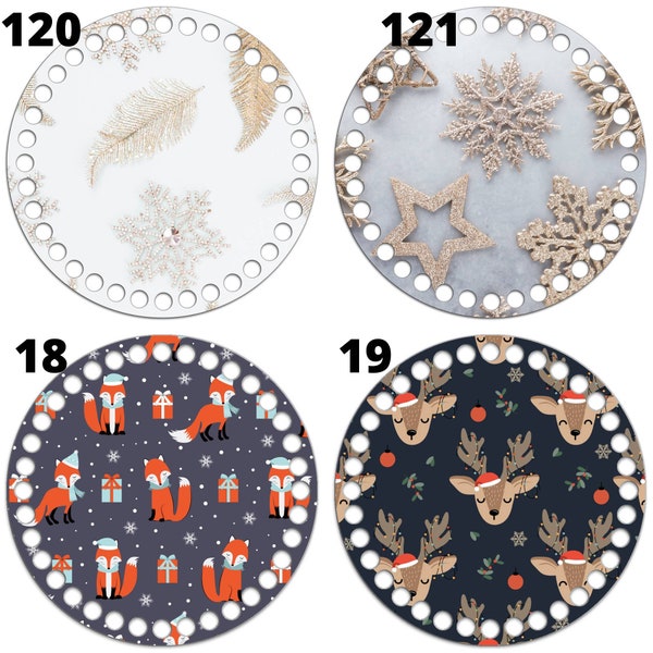 12pcs Wooden Crochet Basket Base 14cm | Round Flower Hollow DIY Handbag Bottom
