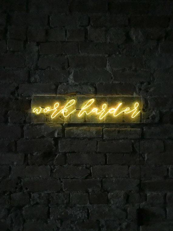 images Neon Lights Samantha Name Wallpaper work harder neon sign 24 inches custom handmade etsy