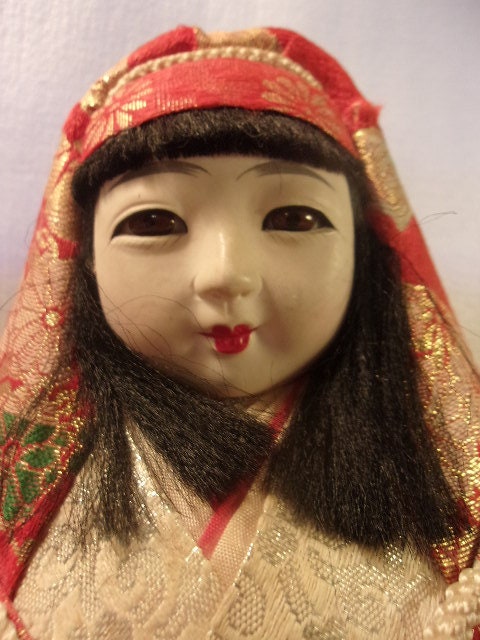 Vintage Lot of 4 - Japanese Roly-poly Wedding Dolls Hime Daruma Gofun ...