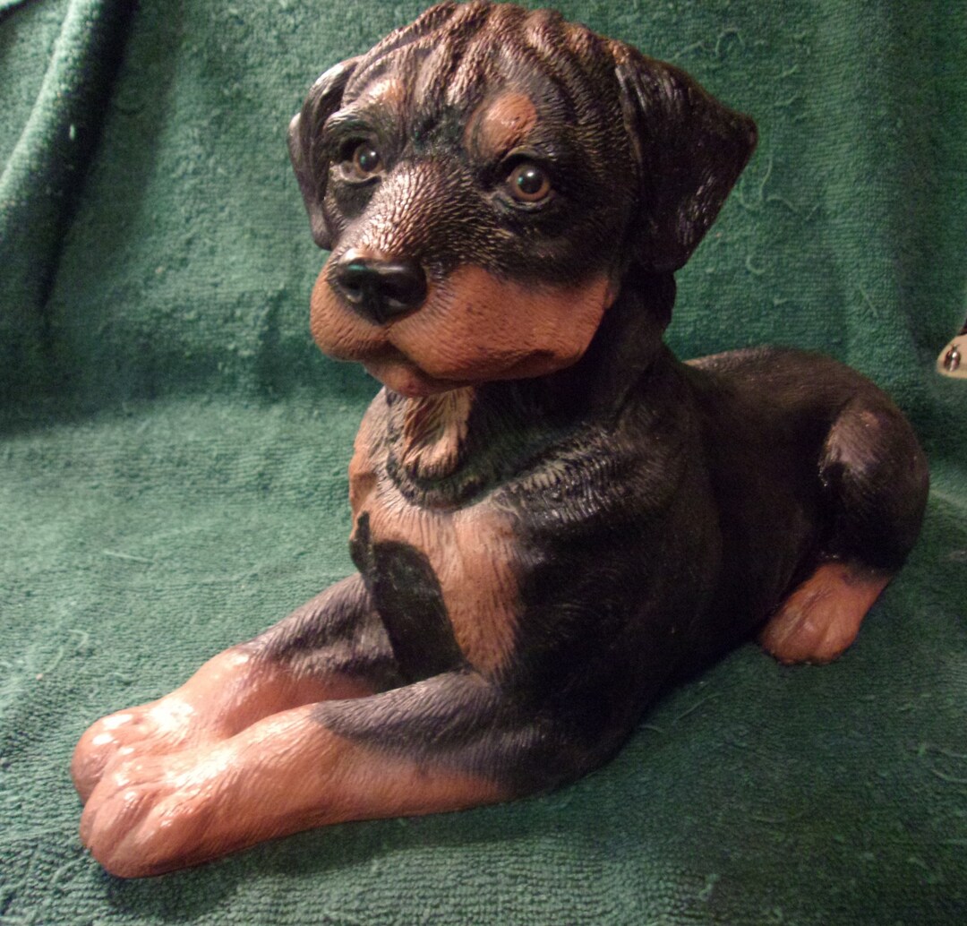 Vintage Rottweiler Rottweiler Dog - Collectible Puppy Sculpture - Life Like - 1992 - Lot ...