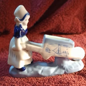 Vintage Porcelain -  Girl Figurine - Blue & White   Made in JAPAN   Lot# 203