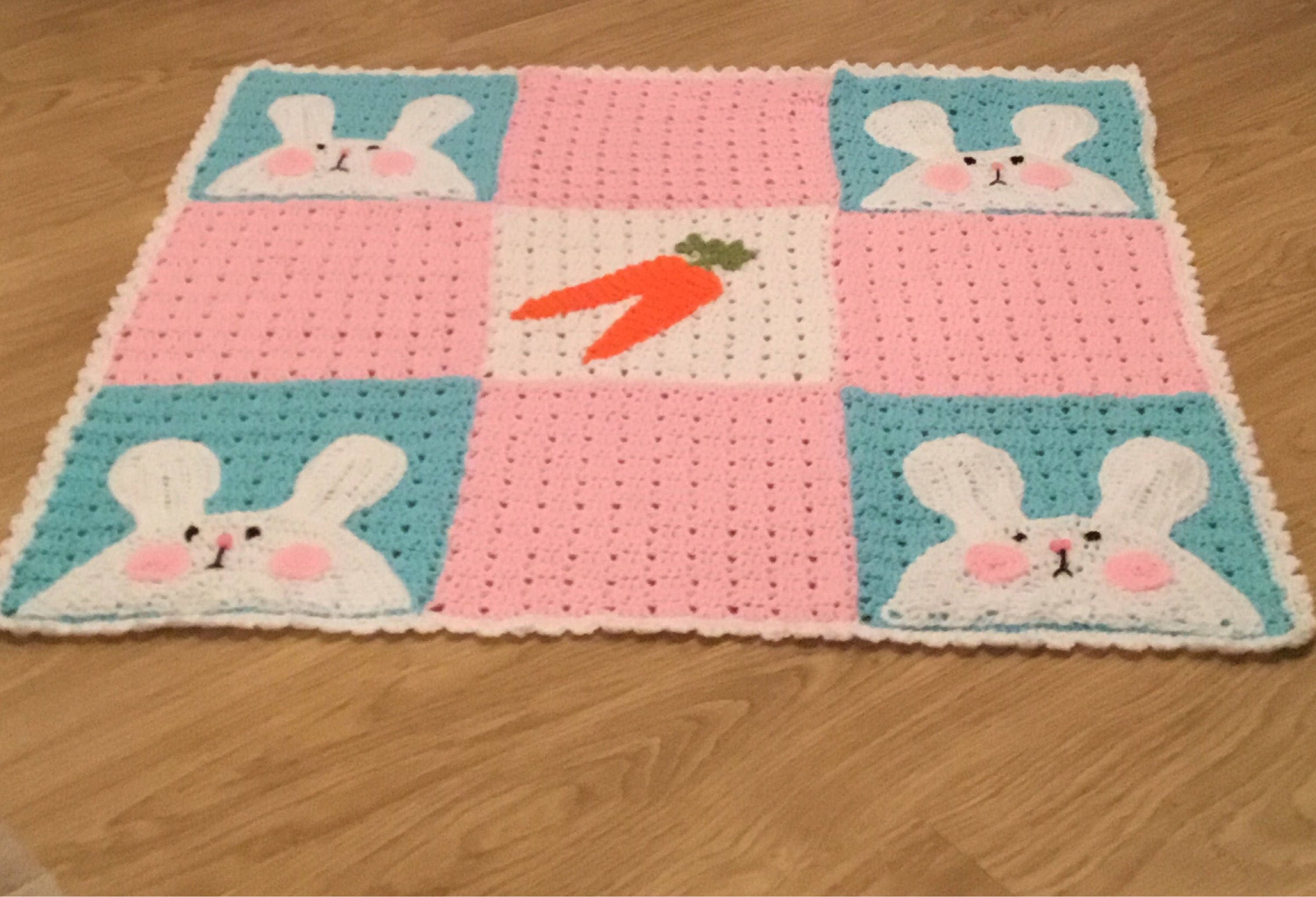 Crochet bunny baby blanket Etsy