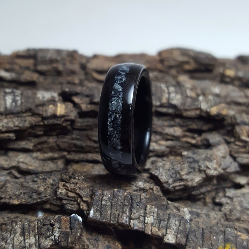 Ebony and Snowflake Obsidian Ring Promise Ring Mens Wedding Etsy