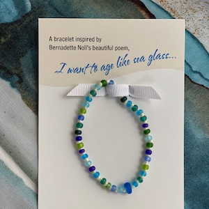Sea Glass Stretch Bracelet or Anklet - Perfect gift - Age Gracefully ~ includes &quot;I Want To Age LIke Sea Glass&quot; Bookmark