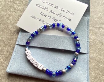 TRUST Beaded Bracelet, Inspirational Word Jewelry