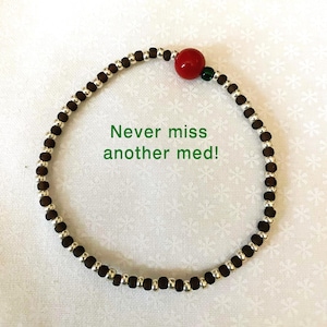 Medication Reminder Bracelet: Czech Glass Bead Stretch Bracelet • Never Forget Your Meds Again