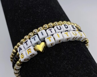 Attitude + Gratitude Bracelet Set • Encouragement for a friend or for yourself