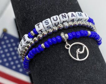 Blue Tsunami Beaded Bracelet Stack | Save Our Democracy | Get out the Vote