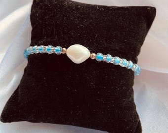 Freshwater Pearl Bracelet – Sterling Silver & Czech Glass, Inspirational Jewelry