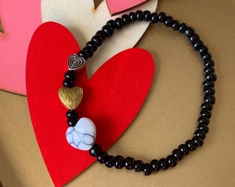 Follow Your Heart: Czech Glass Beaded Stretch Bracelet