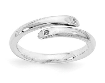 Sterling Silver Ring, Dainty Ring, .02ct Diamond Ring, Simple Ring, Silver Simple Ring