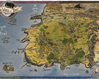 Fully illustrated, detailed map of The Westlands, inspired by the Wheel of Time