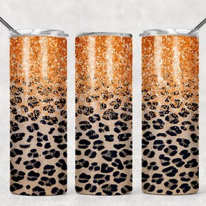 Gold Confetti and Leopard Print - Stainless Steel Tumbler 20 oz - FREE Personalization!!! Straw Included