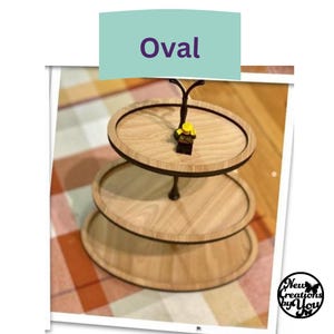 Vassoio ovale a più livelli in vero legno - Opzioni di legno e ferramenta personalizzate - Pronto per il montaggio