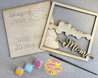 3D Mom Wood Cut-out Sign - Ready to Paint - Mother's Day Gift