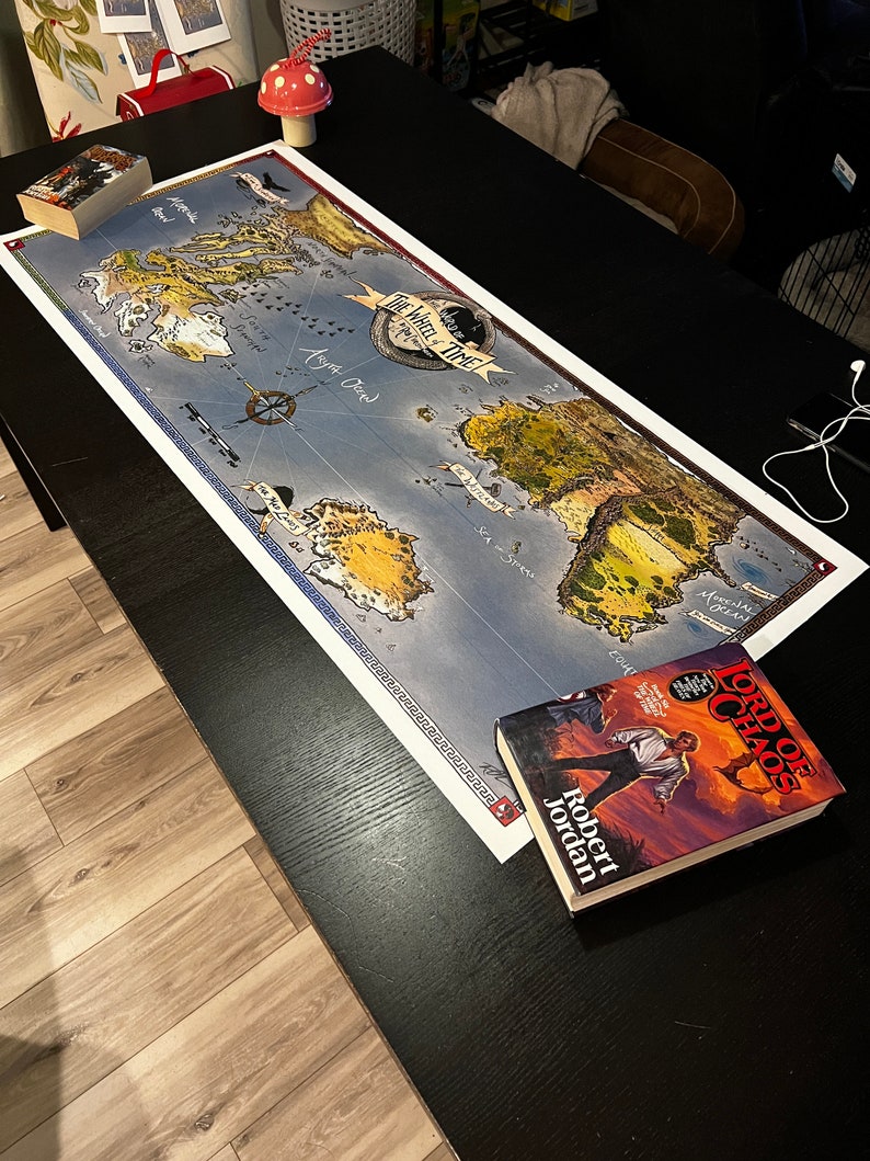 Wheel of Time FULL COLOR illustrated canvas map by Rob Christianson LARGE 45x18 Limited Edition image 2