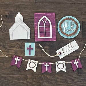 Easter - He Is Risen - Themed Tiered Tray Decor Kit Bundle - Multiple Color Options