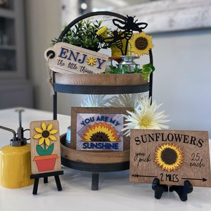 Kit di decorazioni per vassoi a più livelli a tema girasoli