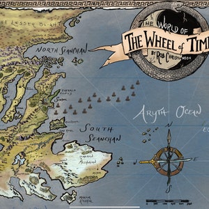 Wheel of Time FULL COLOR illustrated canvas map by Rob Christianson LARGE 45x18 Limited Edition image 3