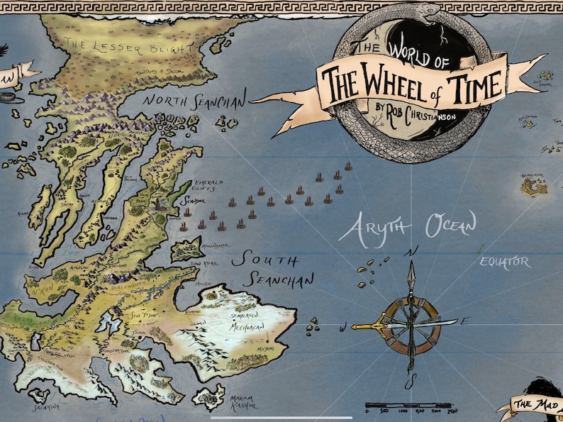 Wheel of Time FULL COLOR illustrated canvas map by Rob Christianson LARGE 45x18 Limited Edition image 3