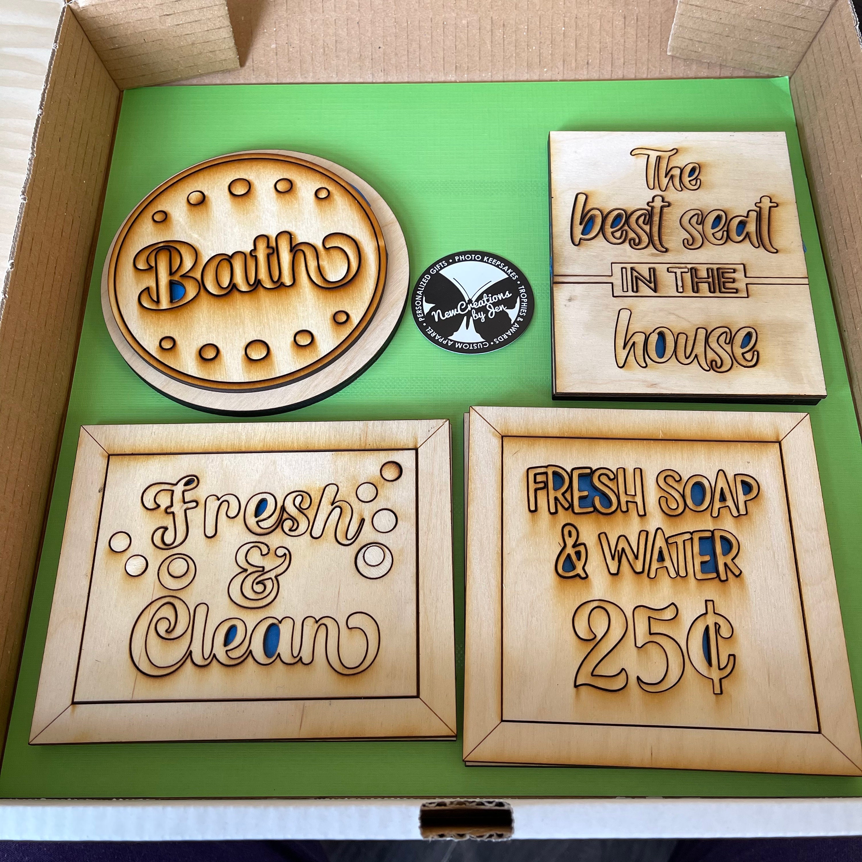 Bathroom Themed Tiered Tray Decor Bundle Personalized Etsy