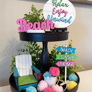 DIY - Ontspannen op het strand Thema Gelaagde Tray Decor Kit Bundel - Meerdere verf kleur opties