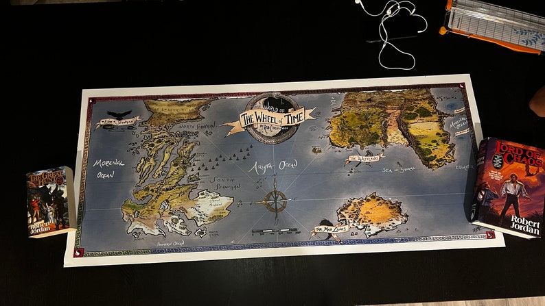 Wheel of Time FULL COLOR illustrated canvas map by Rob Christianson LARGE 45x18 Limited Edition image 1