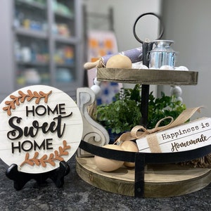 DIY Farmhouse Home Sweet Home Themed Tiered Tray Decor Kit Bundle - Mini Stacked Books - Multiple Color Options