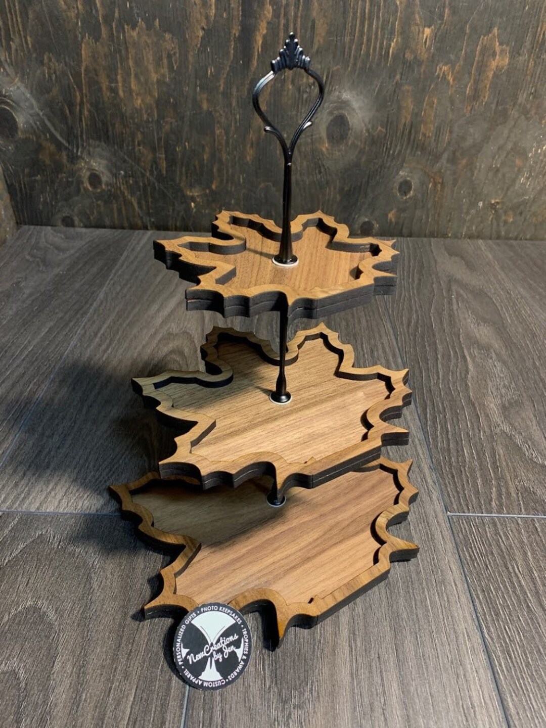 Maple Tray Rack Maple Leaf Shaped Real Wood Tiered Tray - Customized Wood and Hardware ...