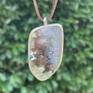 Nyssa Plume Agate Pendant // Handcrafted sterling silver // Rare old stock Oregon agate