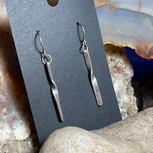 Sterling Twist Earrings // Handcrafted sterling silver drops // Hypoallergenic titanium earwires