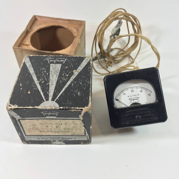 vintage Triplett DC Volts Meter Voltmeter Modèle 227-A Bluffton OH USA 0-40 V Untested