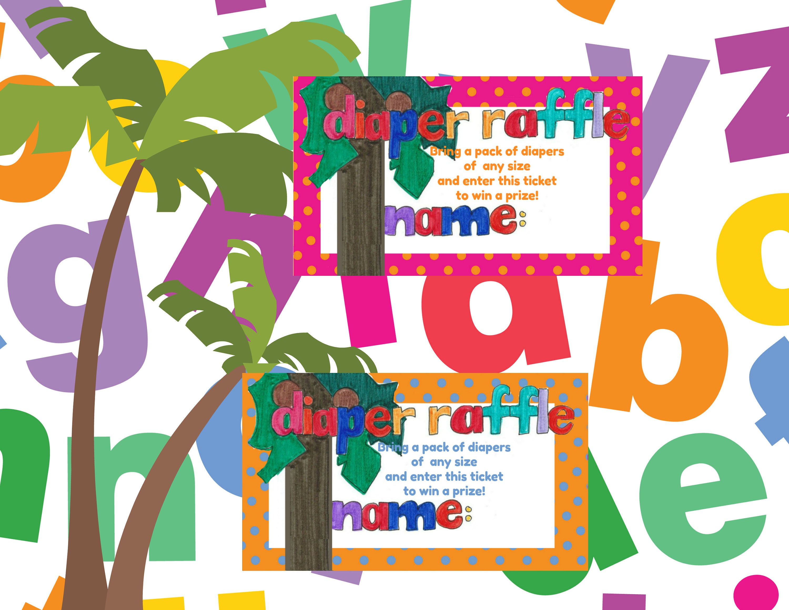 Chicka Chicka Boom Boom Diaper Raffle Ticket Diaper Raffle Etsy