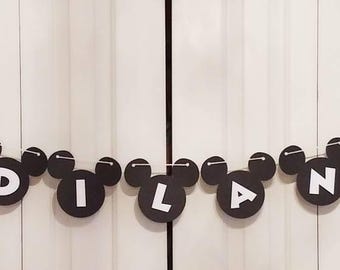Mickey mouse banner Birthday banner Glitter banner Party birthday banner