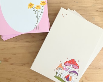 Fairycore Notepad | Toadstool Mushroom Stationery | Wildflower Notepad | Mother's Day Gift | Floral Meadow Stationery | Memo Pad