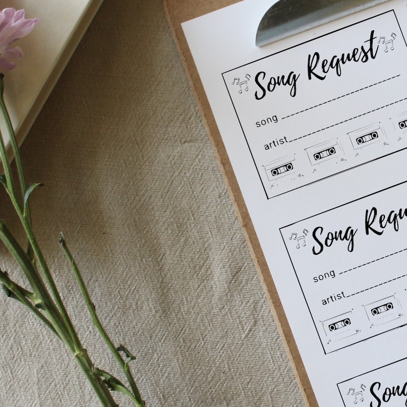 Song Request Text DIGITAL Printable Song Request Forms Tags for Wedding Reception Pick a ...