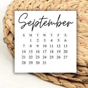 DIGITAL 2025 September Square Calendar Printable Digital Download for Wedding Save the Dates and Wedding DIY 2025 Print out Calendar Weekday