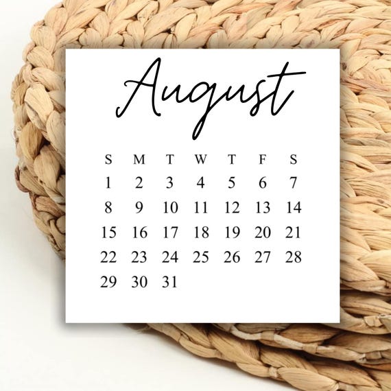 DIGITAL 2027 August Square Calendar Printable Digital Download for Wedding  Save the Dates and Wedding DIY 2027 Print Out Calendar Weekdays - Etsy
