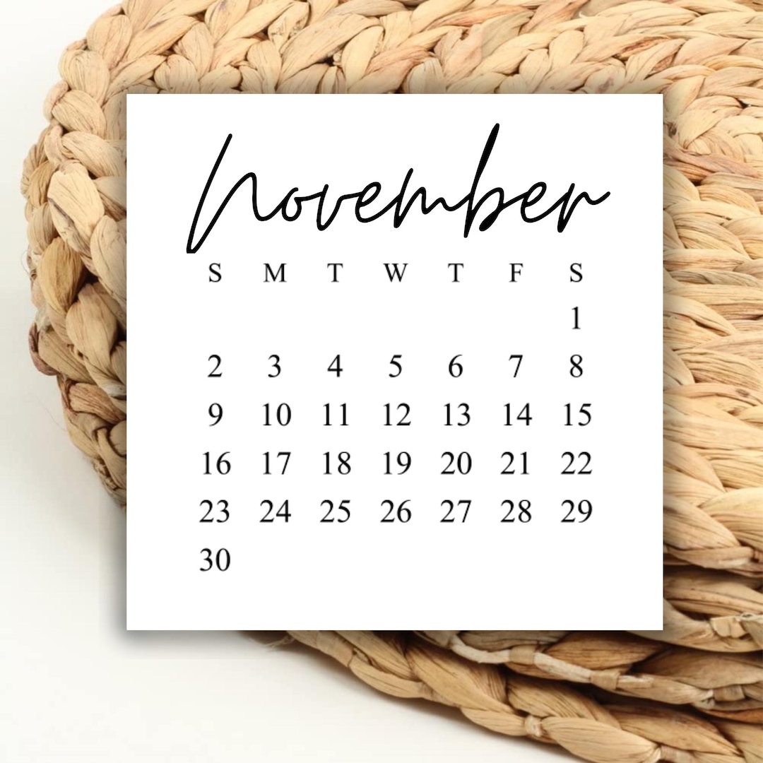Digital 2025 november square calendar printable digital download for  wedding save the dates and wedding diy 2025 print out calendar weekdays -  etsy