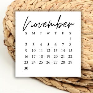 DIGITAL 2025 November Square Calendar Printable Digital Download for Wedding Save the Dates and Wedding DIY 2025 Print out Calendar Weekdays