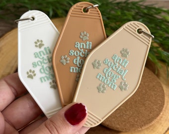 Anti Social Dog Mom Club Dog Mamma Boy Dog Mom Puppy Doggo Cute Dog Keychain Pawprint Neutral Teal Golden Lab Walks Zoomies Funny