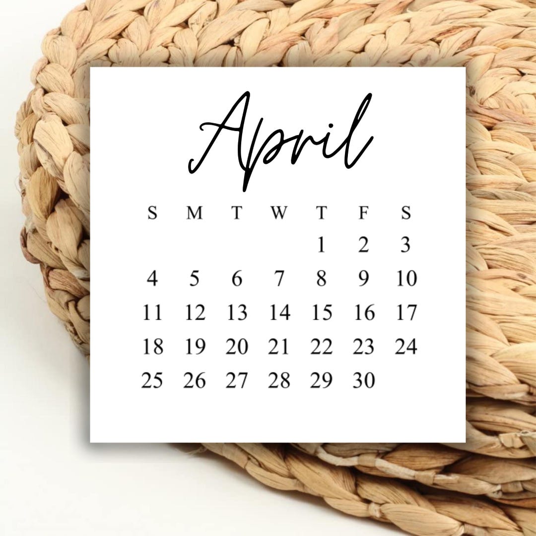 DIGITAL 2027 April Square Calendar Printable Digital Download for Wedding Save the Dates and Wedding DIY 2027 Print Out Calendar Weekdays - Etsy